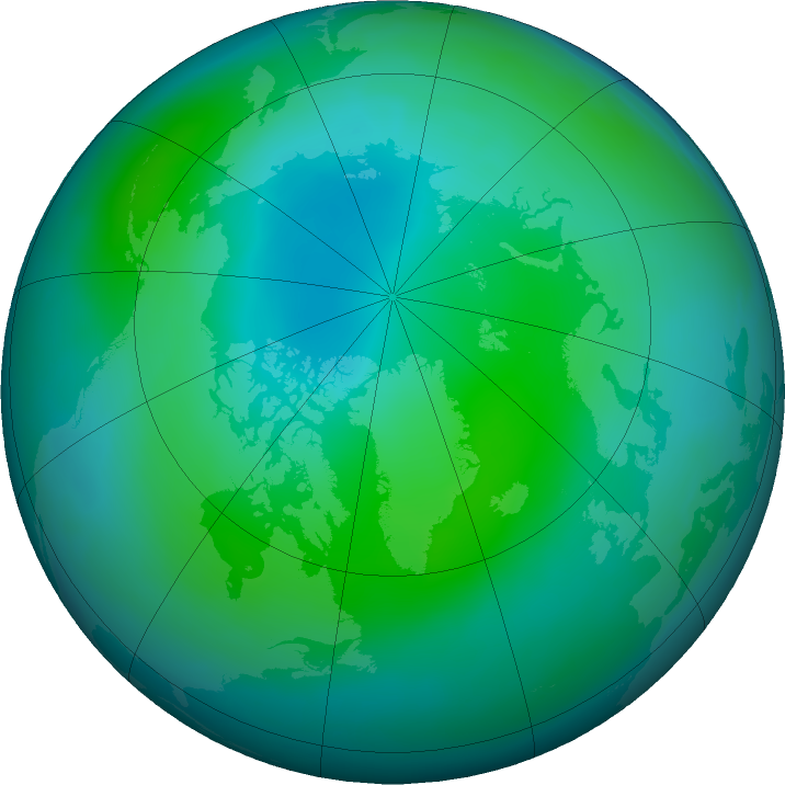 Arctic ozone map for September 2020